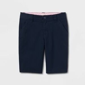 Cat & Jack Navy Blue School Uniform Chino Shorts Girl 16‎ Plus Preppy Adjustable